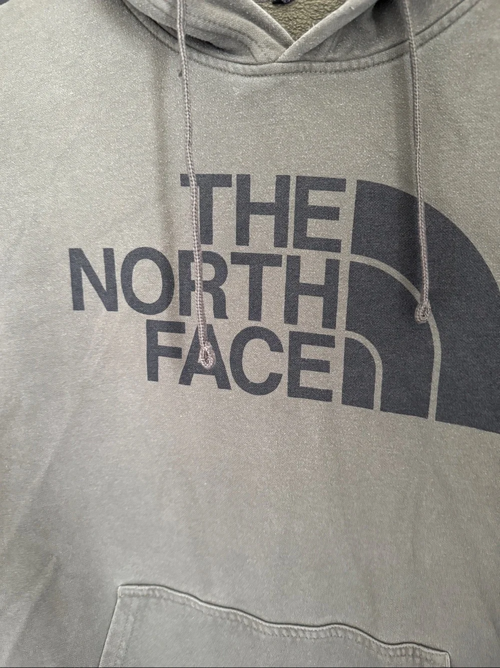 The North Face Men's Olive Green Crewneck Hoodie with Logo